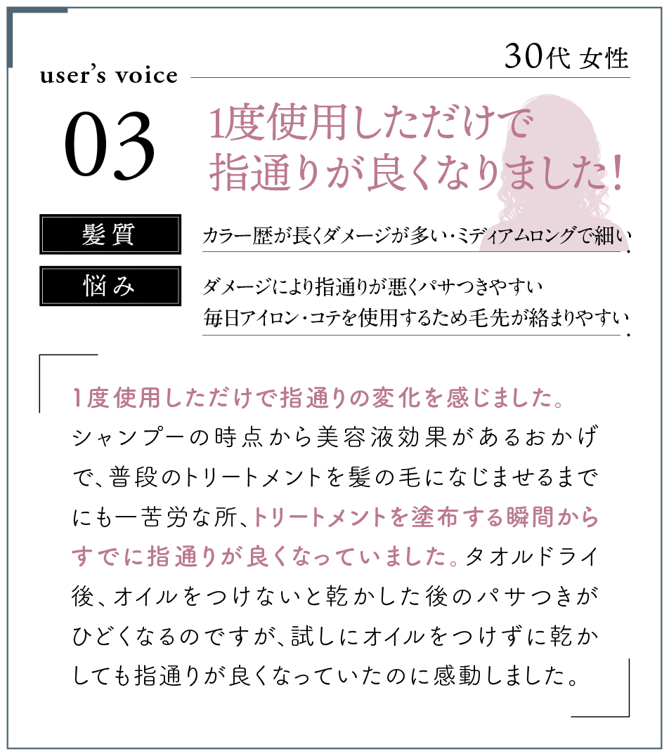 1度使用しただけで指通りが良くなりました！