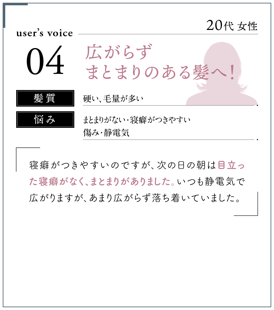 広がらずまとまりのある髪へ！